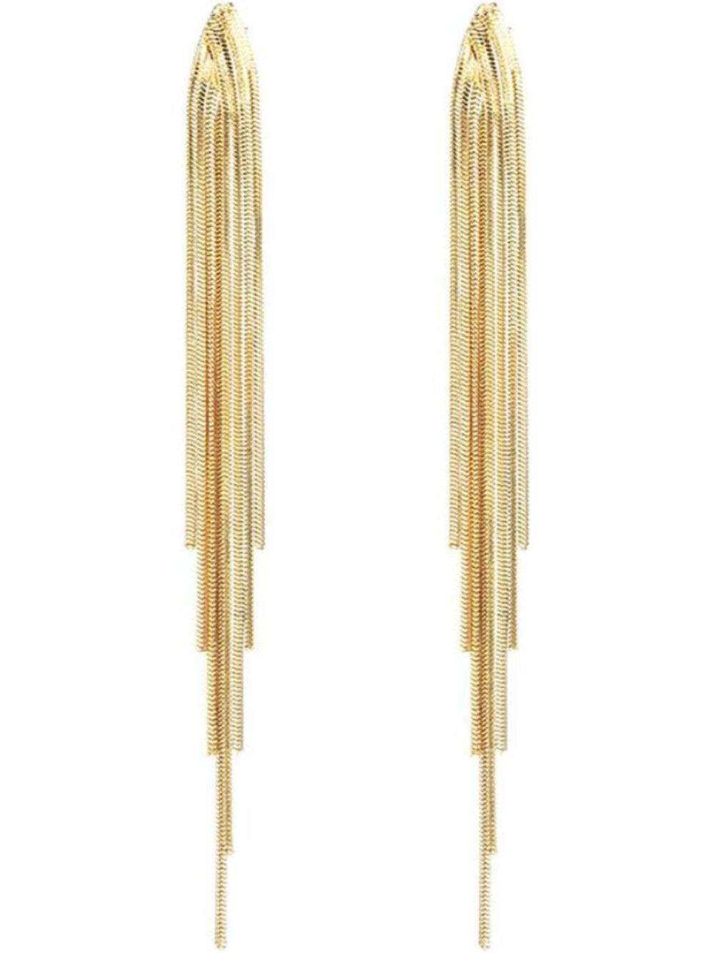 Gold Long Dangle Drop Earrings for Woman,Punk Sleek Metal Chain Tassel Earrings